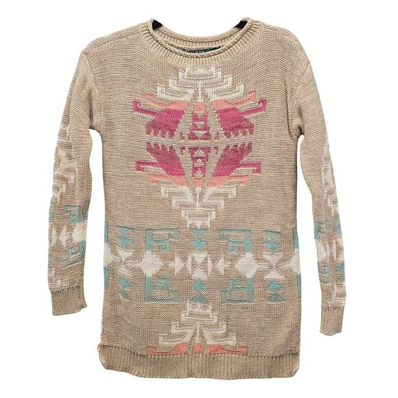 Ralph Lauren Aztec Knit Sweater Womens XS South Western Tribal Bohemian Boho - Picture 2 of 11